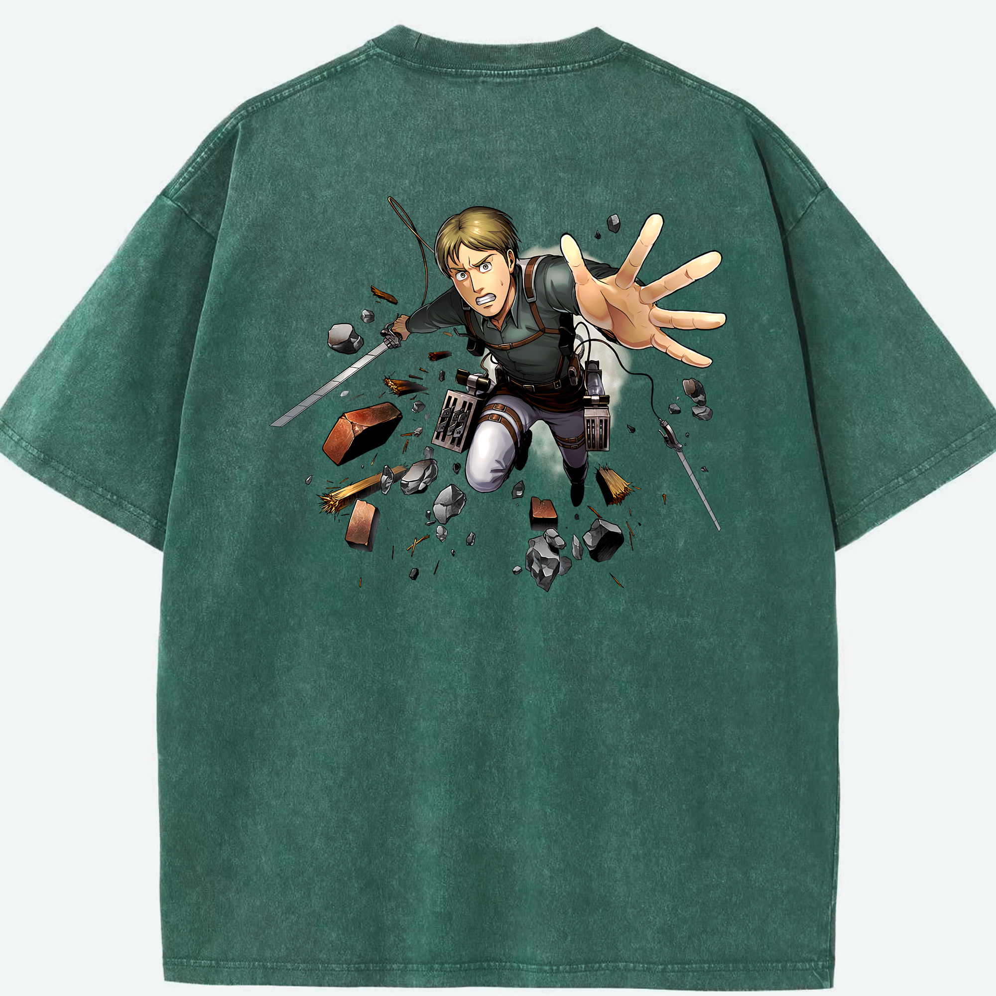 （画像用） 進撃の巨人 Attack on Titan 綿100% ヴィンテージ風 半袖Tシャツ（背面プリント）